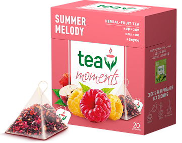 Чай Tea Moments "Summer Melody" фруктово-ягодный листовой со вкусом малины, 90 г